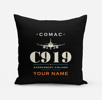 Thumbnail for COMAC C919 - Heritage + Name - Pillow - Black