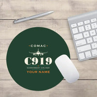 Thumbnail for COMAC C919 - Heritage + Name - Round Mouse Pad - Dark Green