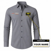 Thumbnail for COMAC C919 - Long Sleeve Shirt - Poster - Gray + NAME