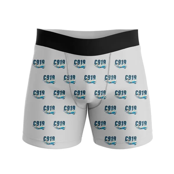 COMAC C919 - Men Boxers - Cartoon Pattern - Light Gray
