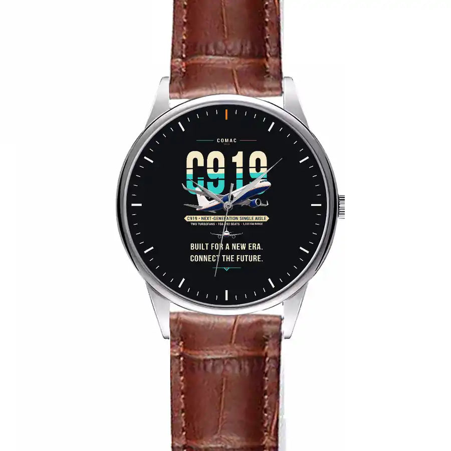 COMAC C919 - Original - Leather Strap - Striped Brown Leather Strap