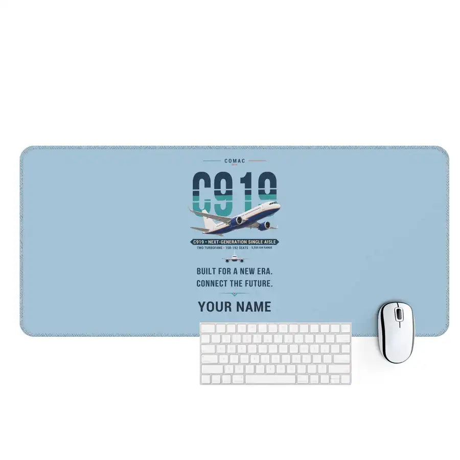 COMAC C919 - Original + Name - Desk Mat - Light Blue