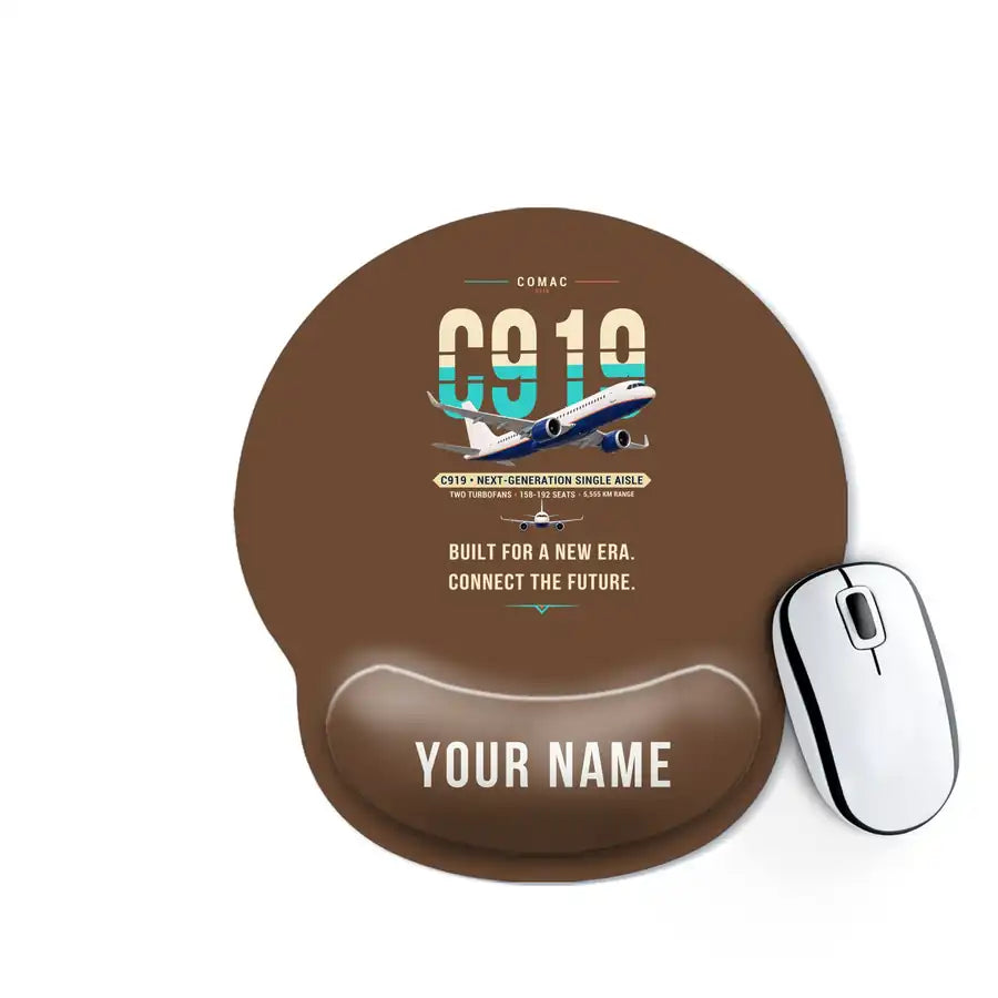 COMAC C919 - Original + Name - Ergonomic Mouse Pad - Brown