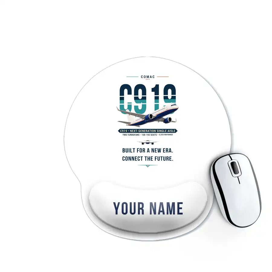COMAC C919 - Original + Name - Ergonomic Mouse Pad - White