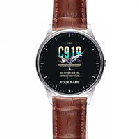 Thumbnail for COMAC C919 - Original + Name - Leather Strap - Striped Brown Leather Strap