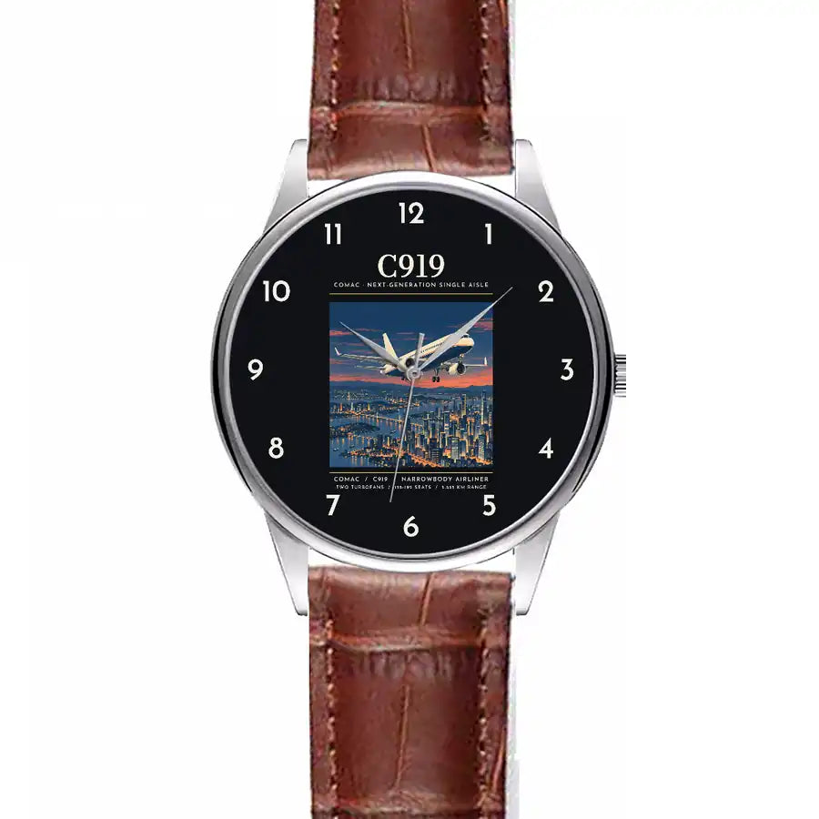 COMAC C919 - Poster - Leather Strap - Striped Brown Leather Strap