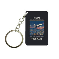 Thumbnail for COMAC C919 - Poster + Name - Key Chain - Black
