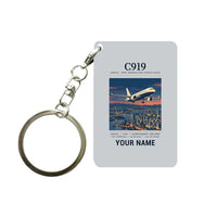 Thumbnail for COMAC C919 - Poster + Name - Key Chain - Light Gray