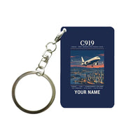 Thumbnail for COMAC C919 - Poster + Name - Key Chain - Navy Blue
