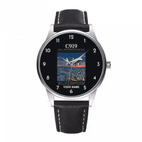 Thumbnail for COMAC C919 - Poster + Name - Leather Strap - Black Leather Strap