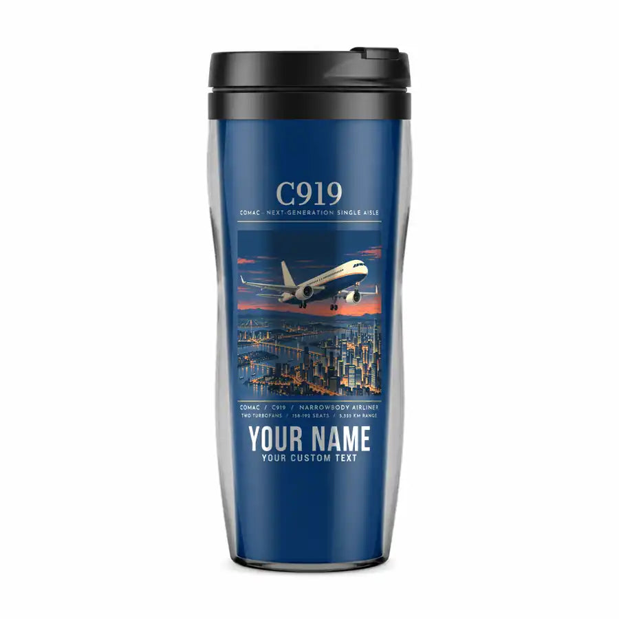 COMAC C919 - Poster + Name - Plastic (No Holder) - Blue