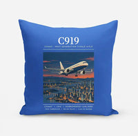 Thumbnail for COMAC C919 - Poster - Pillow - Blue