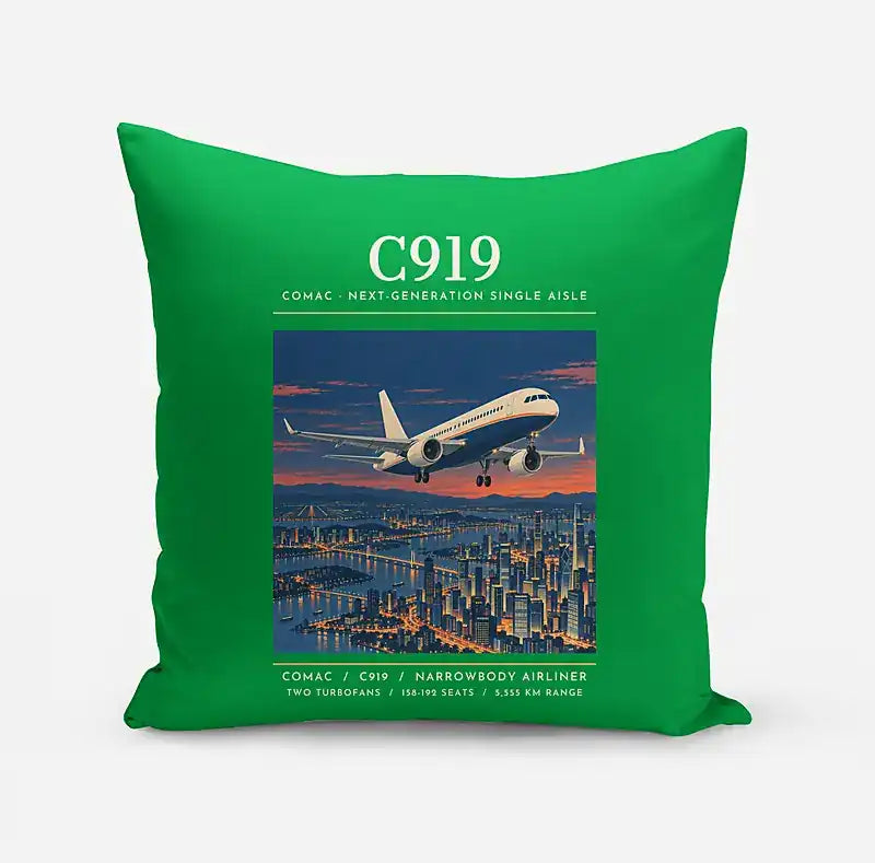 COMAC C919 - Poster - Pillow - Green