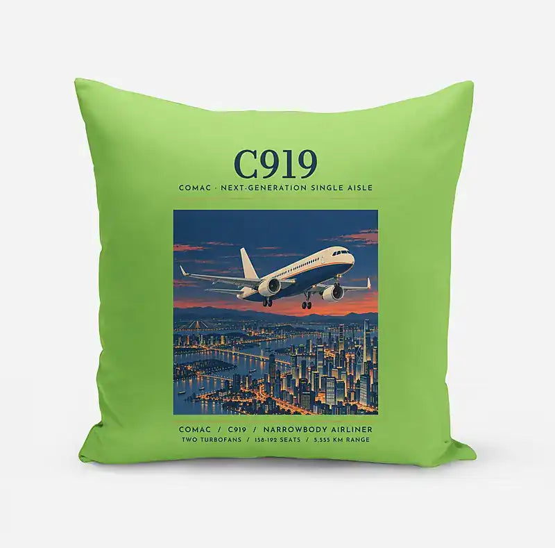 COMAC C919 - Poster - Pillow - Light Green