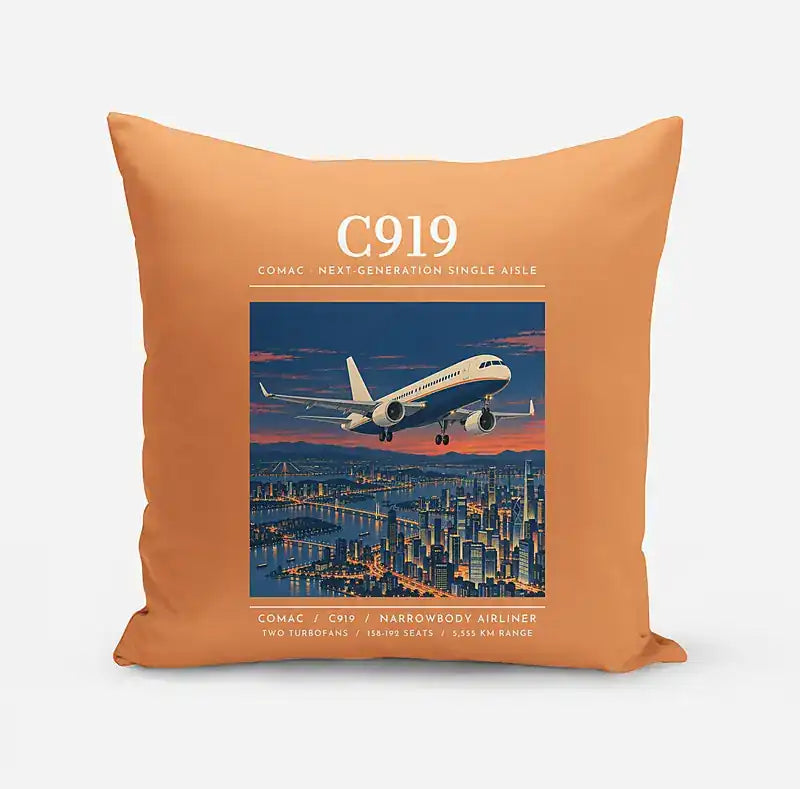 COMAC C919 - Poster - Pillow - Orange