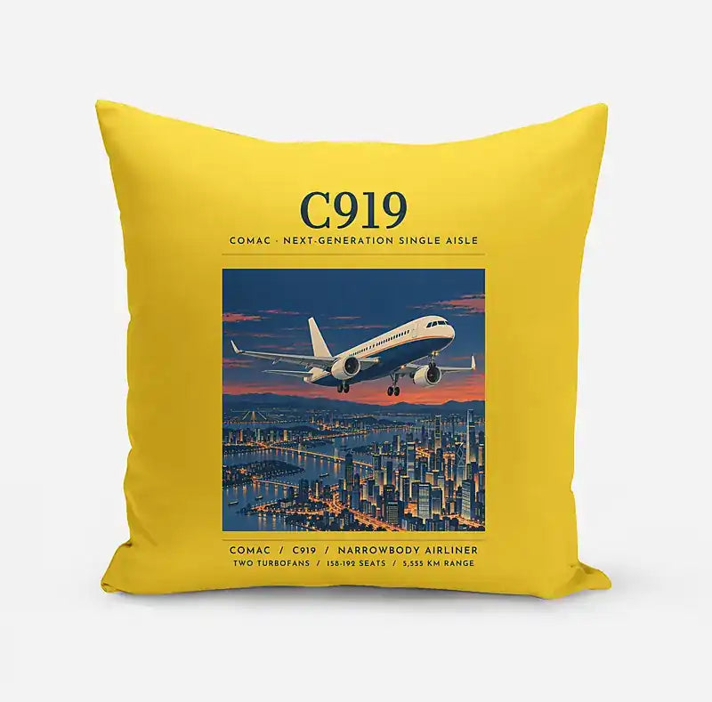 COMAC C919 - Poster - Pillow - Yellow