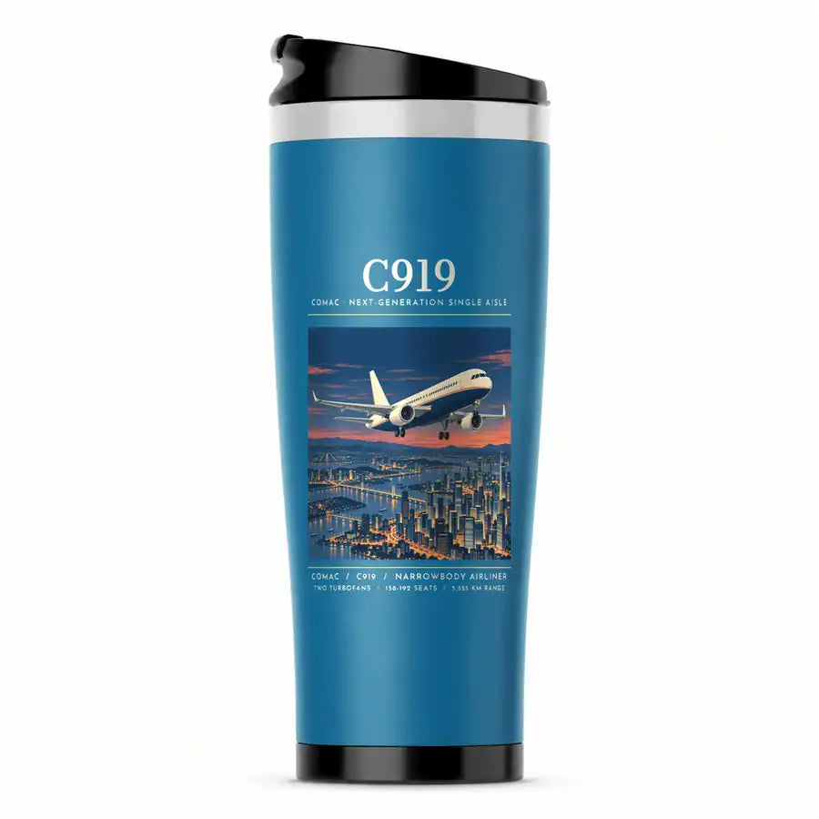 COMAC C919 - Poster - Stainless Steel (No Holder) - Light Blue