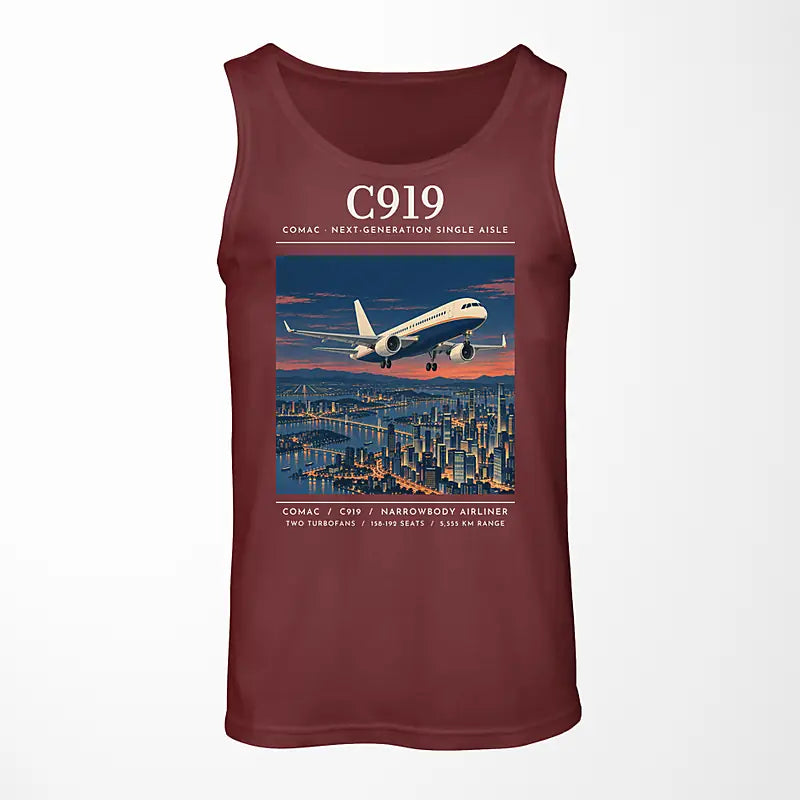 COMAC C919 - Poster - Tank Top - Dark Red