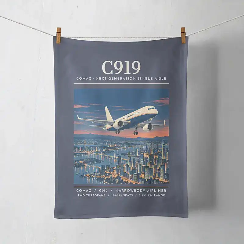 COMAC C919 - Poster - Towel - Navy Blue