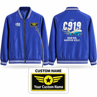 Thumbnail for COMAC C919 Stylish Jackets - Baseball Collar - Cartoon + Name - Royal Blue