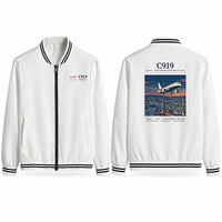 Thumbnail for COMAC C919 Stylish Jackets - Baseball Collar - Poster - White