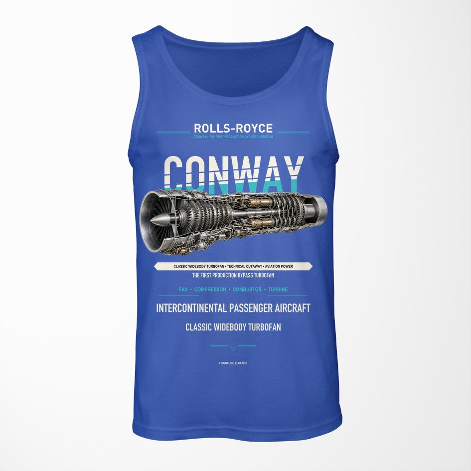 CONWAY design on blue tank top