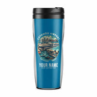 Thumbnail for Cadjehoun Airport (COO) Travel Mugs - Badge + Name - Plastic (No Holder) - Light Blue
