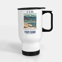 Thumbnail for Colorado Springs Airport (COS) Travel Mugs - Poster + Name - Stainless Steel with Holder - White