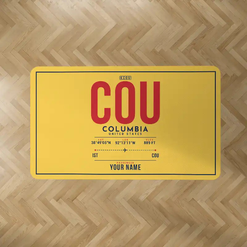 Columbia Regional Airport (COU) Carpets - Carpet Rectangle - ID Tag + Name - Yellow V2