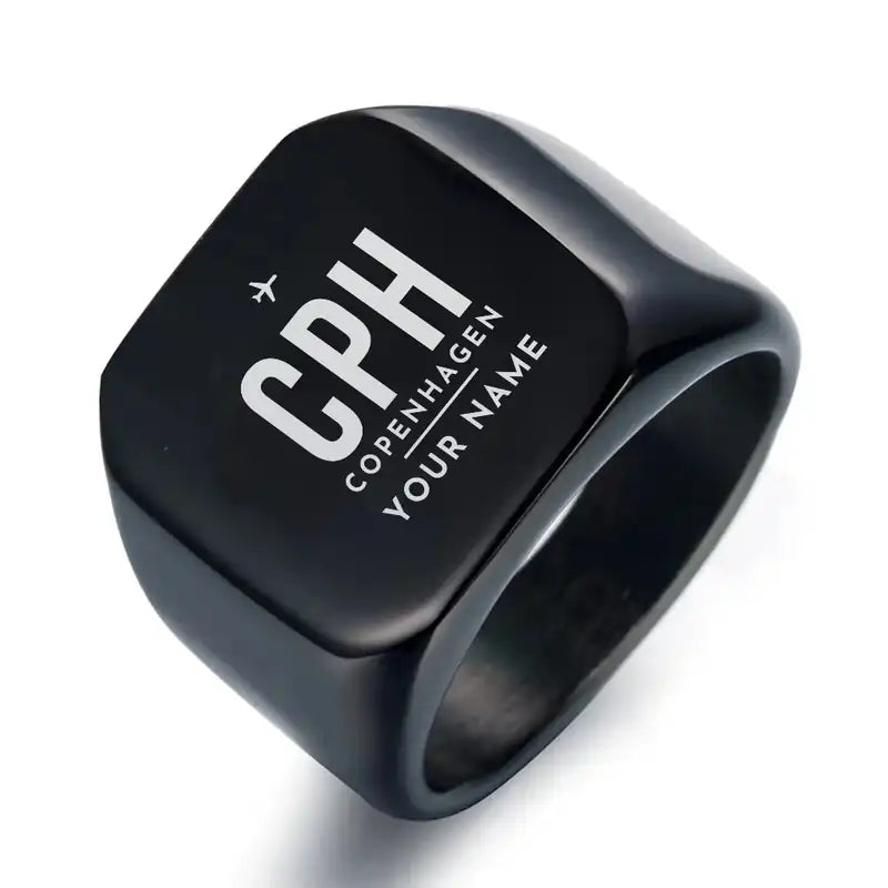 Copenhagen Airport Kastrup (CPH) Rings - Ring - Black + Name