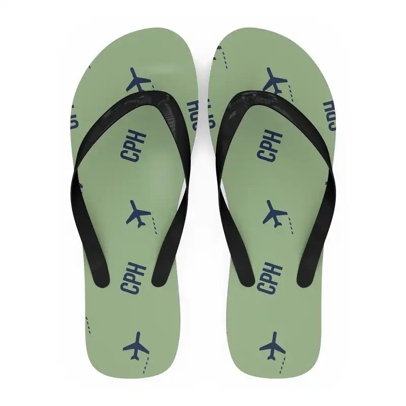 Copenhagen Airport Kastrup (CPH) Slippers & Flip Flops - Slippers - Flip Flops - Pattern - Light Green