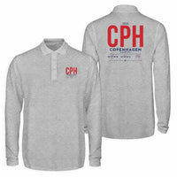 Thumbnail for Copenhagen Airport Kastrup (CPH) Premium Polo T-Shirts - Tag - Long Sleeve - Gray
