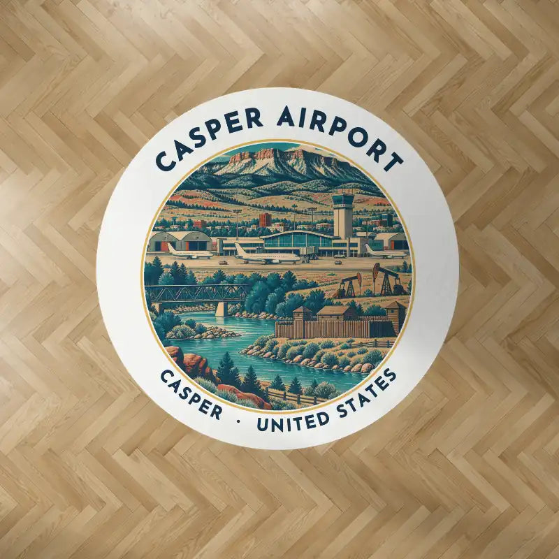Casper–Natrona County International Airport (CPR) Carpets - Carpet Round - Badge - White V2