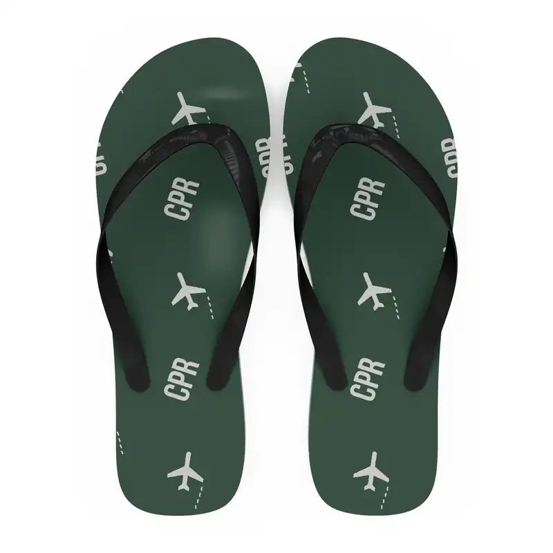 Casper–Natrona County International Airport (CPR) Slippers & Flip Flops - Slippers - Flip Flops - Pattern - Dark Green