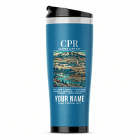 Thumbnail for Casper–Natrona County International Airport (CPR) Travel Mugs - Poster + Name - Stainless Steel (No Holder) - Light Blue
