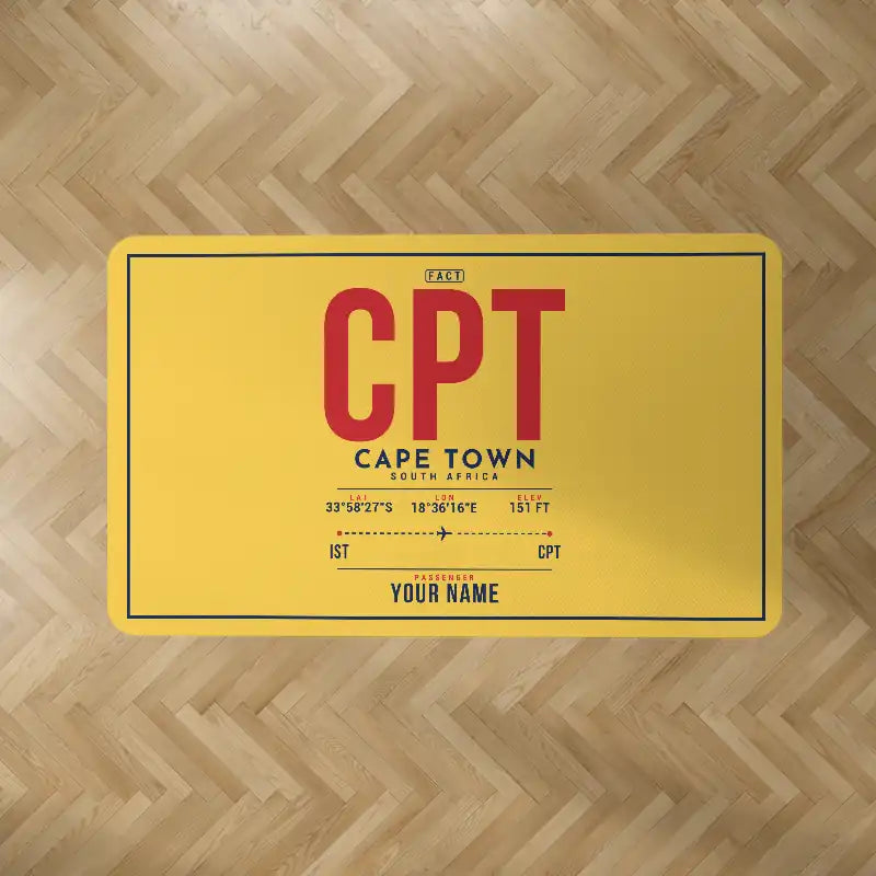 Cape Town International Airport (CPT) Carpets - Carpet Rectangle - ID Tag + Name - Yellow V2