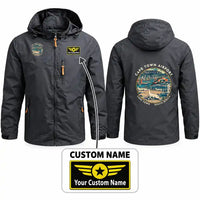 Thumbnail for Cape Town International Airport (CPT) Stylish Jackets - Hooded Windbreaker - Badge + Name - Charcoal