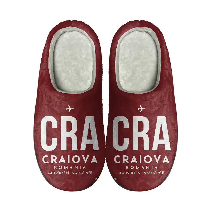Craiova International Airport (CRA) Slippers & Flip Flops - Slippers - Cotton - Code - Same - Dark Red