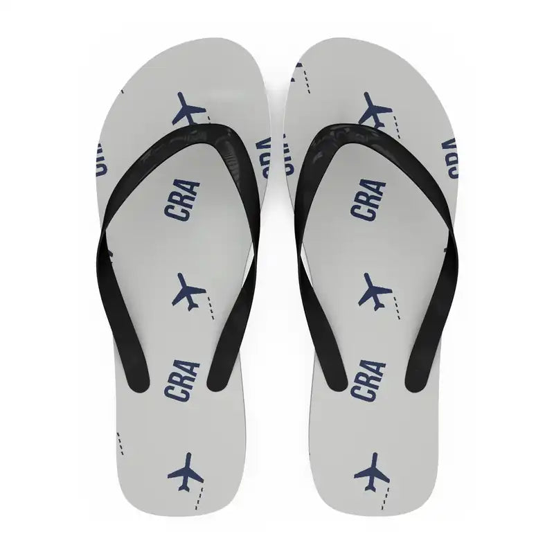 Craiova International Airport (CRA) Slippers & Flip Flops - Slippers - Flip Flops - Pattern - White