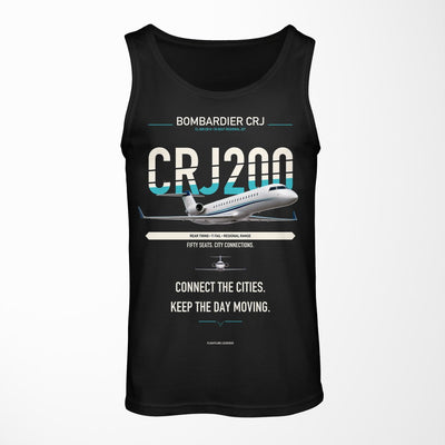 Bombardier CRJ200 design on black tank top