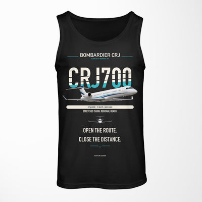 Bombardier CRJ700 design on black tank top