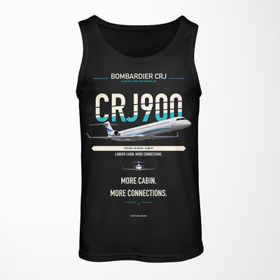 Bombardier CRJ900 design on black tank top