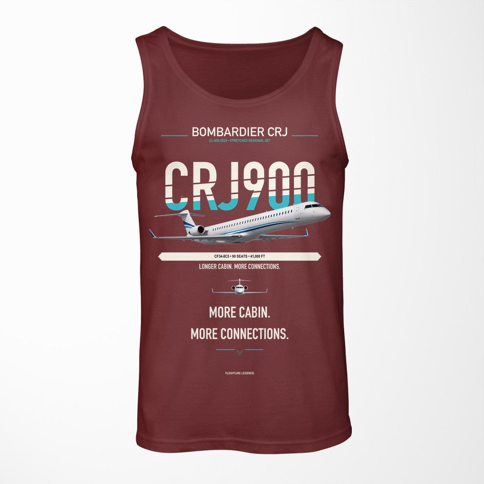 Bombardier CRJ900 design on dark red tank top