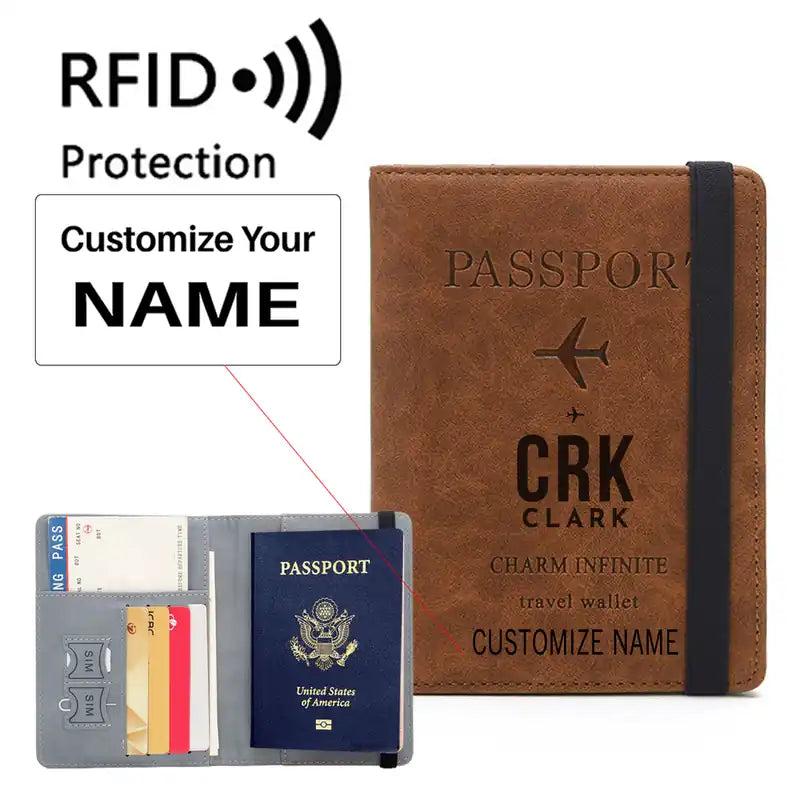 Clark International Airport (CRK) Leather Wallets - Passport Wallet - Code