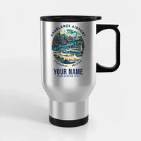 Thumbnail for Brussels South Charleroi Airport (CRL) Travel Mugs - Badge + Name - Stainless Steel with Holder - Silver