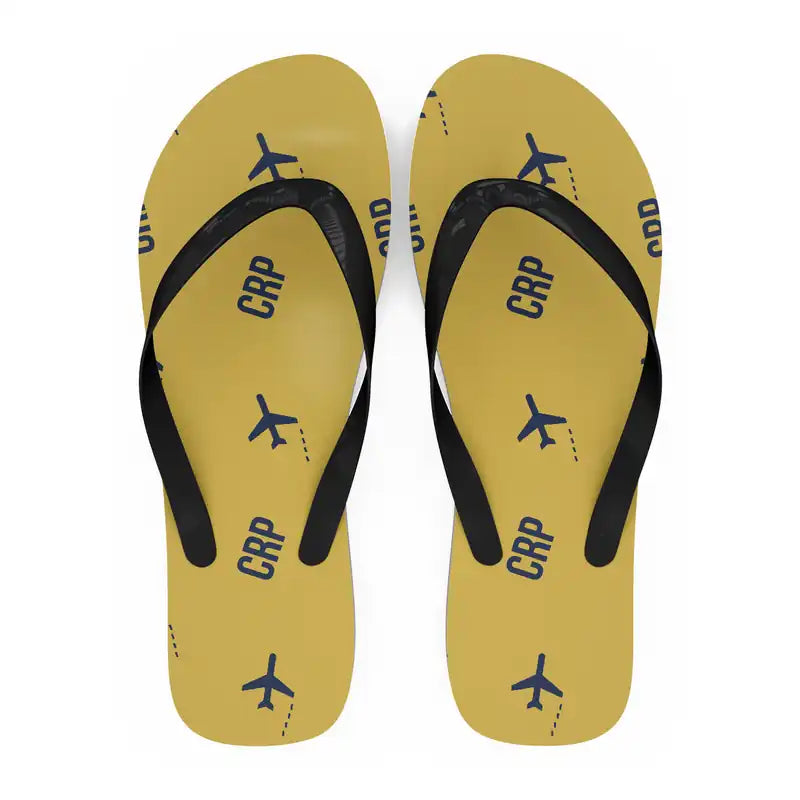 Corpus Christi International Airport (CRP) Slippers & Flip Flops - Slippers - Flip Flops - Pattern - Yellow