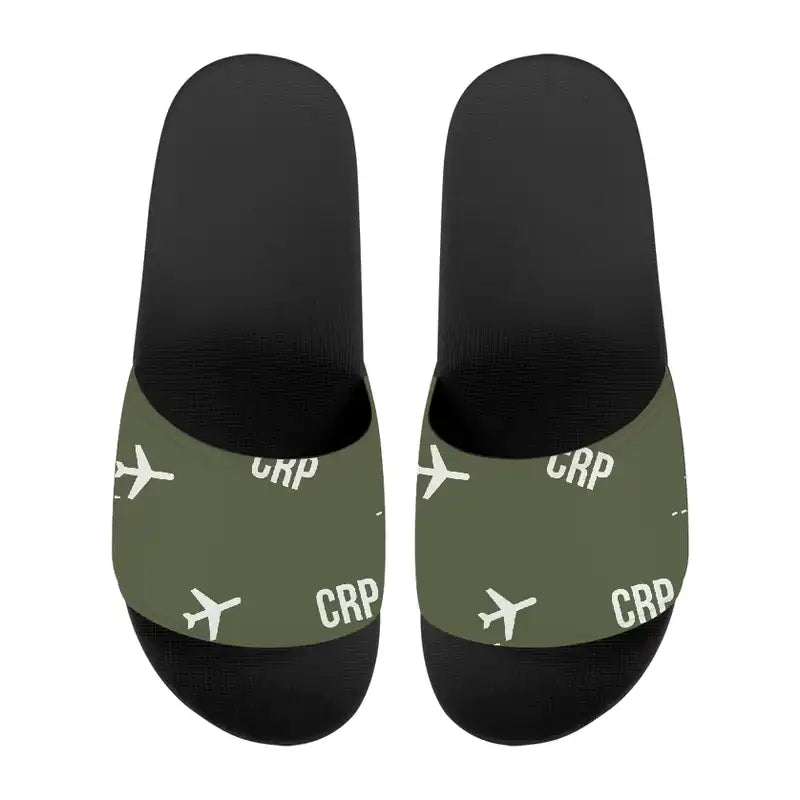 Corpus Christi International Airport (CRP) Slippers & Flip Flops - Slippers - Sport - Pattern - Green Army