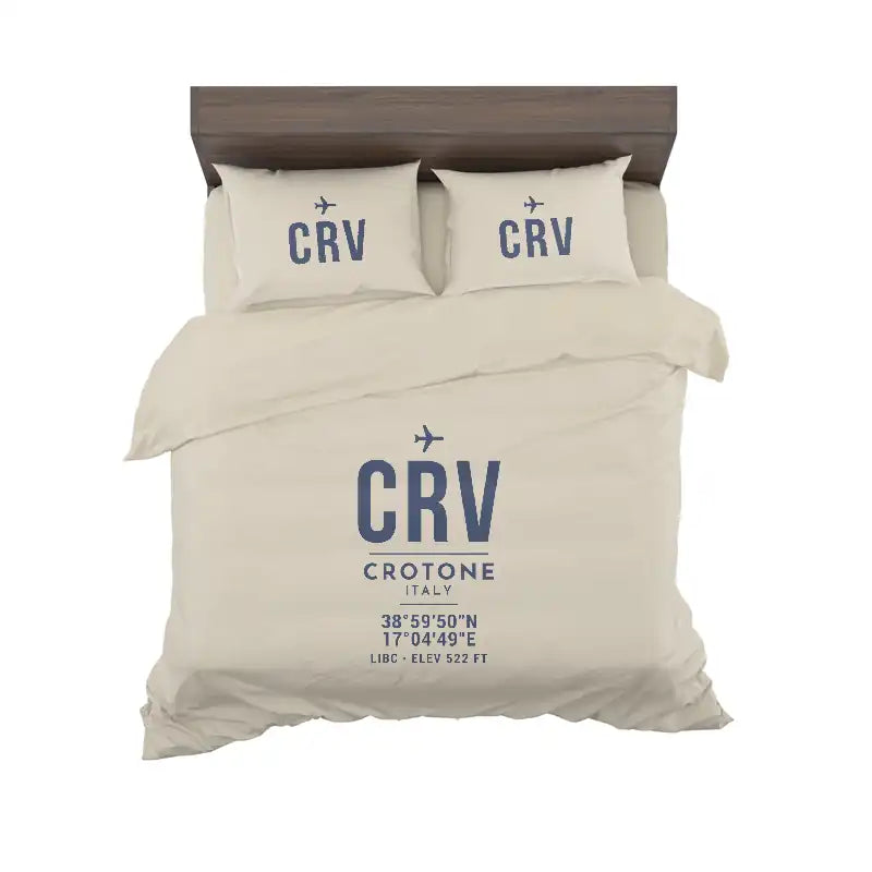 Crotone Airport (CRV) Bedding Sets & Blankets - Bedding Set - ID Tag - Beige