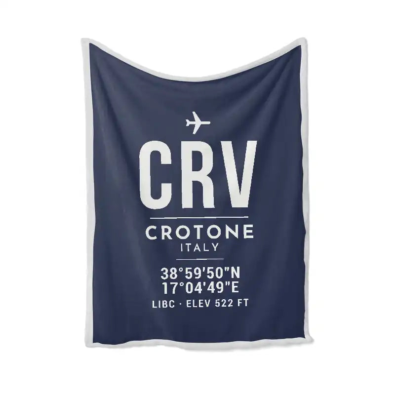 Crotone Airport (CRV) Bedding Sets & Blankets - Blanket - ID Tag - Navy Blue