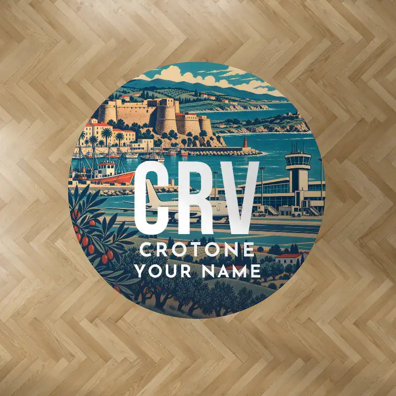 Crotone Airport (CRV) Carpets - Carpet Round - Scene + Name V2